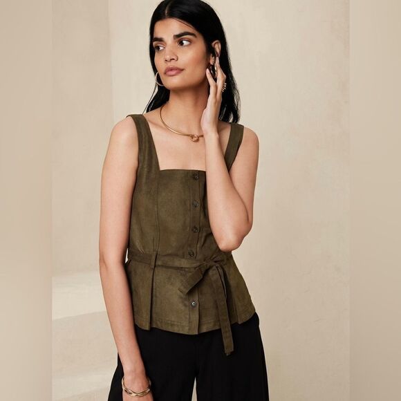 Banana Republic LUCIE VEGAN SUEDE TOP - Picture 1 of 8
